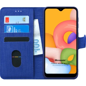 Samsung Galaxy A01 Kılıf Fabric Book Wallet Lacivert