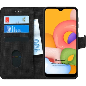 Samsung Galaxy A01 Kılıf Fabric Book Wallet Siyah