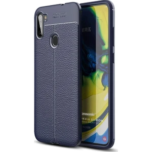Samsung Galaxy A11 Kılıf Deri Dokulu Silikon Lacivert