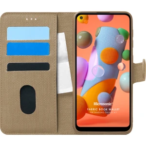 Samsung Galaxy A11 Kılıf Fabric Book Wallet Gold