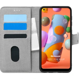 Samsung Galaxy A11 Kılıf Fabric Book Wallet Gri
