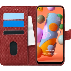 Samsung Galaxy A11 Kılıf Fabric Book Wallet Kırmızı