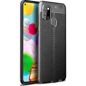 Samsung Galaxy A21s Kılıf Deri Dokulu Silikon Siyah