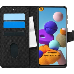 Samsung Galaxy A21s Kılıf Fabric Book Wallet Siyah