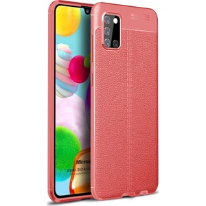 Samsung Galaxy A31 Kılıf Deri Dokulu Silikon Kırmızı