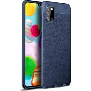 Samsung Galaxy A31 Kılıf Deri Dokulu Silikon Lacivert