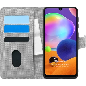 Samsung Galaxy A31 Kılıf Fabric Book Wallet Gri