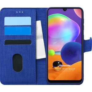 Samsung Galaxy A31 Kılıf Fabric Book Wallet Lacivert