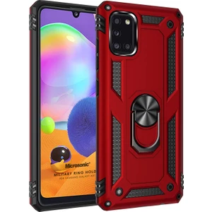 Samsung Galaxy A31 Kılıf Military Ring Holder Kırmızı