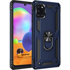 Samsung Galaxy A31 Kılıf Military Ring Holder Lacivert