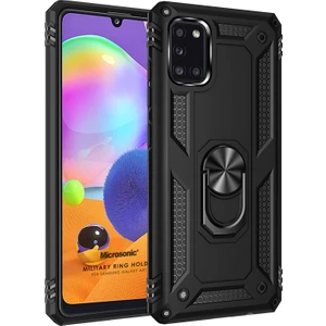 Samsung Galaxy A31 Kılıf Military Ring Holder Siyah