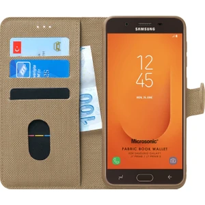 Samsung Galaxy J7 Prime 2 Kılıf Fabric Book Wallet Gold