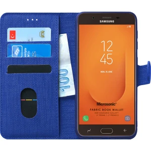 Samsung Galaxy J7 Prime 2 Kılıf Fabric Book Wallet Lacivert