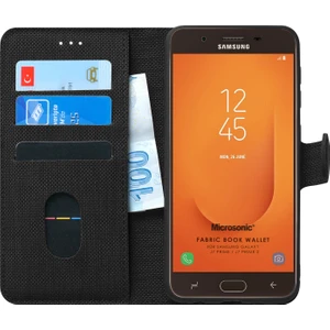 Samsung Galaxy J7 Prime 2 Kılıf Fabric Book Wallet Siyah