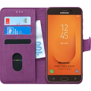 Samsung Galaxy J7 Prime Kılıf Fabric Book Wallet Mor