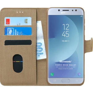 Samsung Galaxy J7 Pro Kılıf Fabric Book Wallet Gold