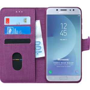 Samsung Galaxy J7 Pro Kılıf Fabric Book Wallet Mor