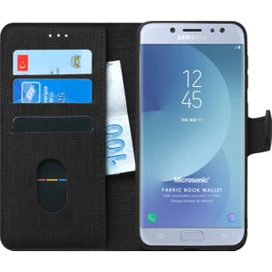 Samsung Galaxy J7 Pro Kılıf Fabric Book Wallet Siyah