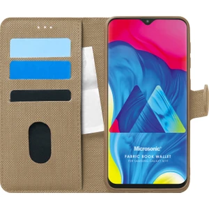 Samsung Galaxy M10 Kılıf Fabric Book Wallet Gold