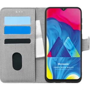 Samsung Galaxy M10 Kılıf Fabric Book Wallet Gri