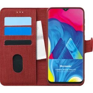 Samsung Galaxy M10 Kılıf Fabric Book Wallet Kırmızı
