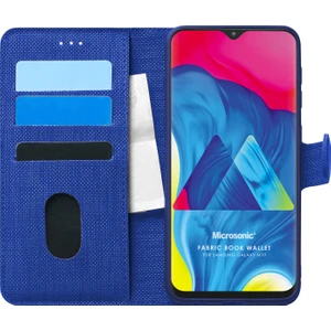 Samsung Galaxy M10 Kılıf Fabric Book Wallet Lacivert