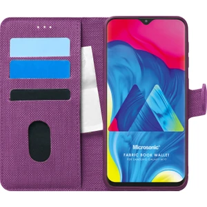 Samsung Galaxy M10 Kılıf Fabric Book Wallet Mor