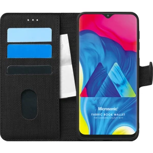 Samsung Galaxy M10 Kılıf Fabric Book Wallet Siyah
