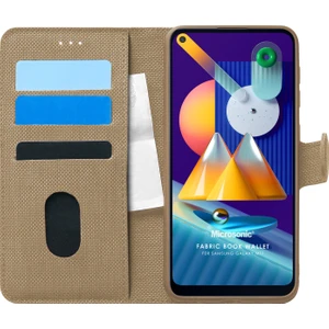 Samsung Galaxy M11 Kılıf Fabric Book Wallet Gold