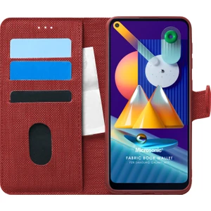 Samsung Galaxy M11 Kılıf Fabric Book Wallet Kırmızı