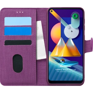 Samsung Galaxy M11 Kılıf Fabric Book Wallet Mor