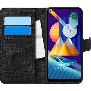 Samsung Galaxy M11 Kılıf Fabric Book Wallet Siyah