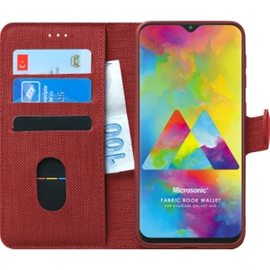 Samsung Galaxy M20 Kılıf Fabric Book Wallet Kırmızı