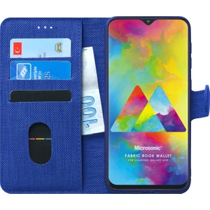 Samsung Galaxy M20 Kılıf Fabric Book Wallet Lacivert