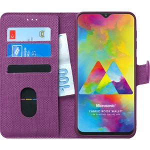Samsung Galaxy M20 Kılıf Fabric Book Wallet Mor