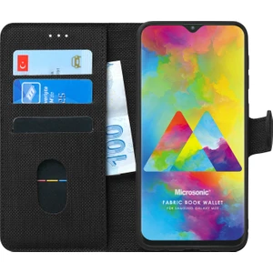 Samsung Galaxy M20 Kılıf Fabric Book Wallet Siyah