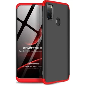 Samsung Galaxy M21 Kılıf Double Dip 360 Protective Siyah - Kırmızı