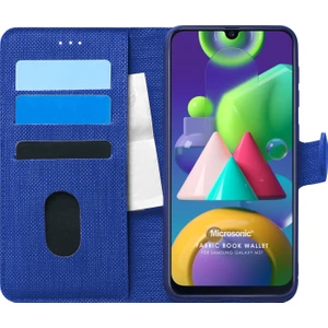 Samsung Galaxy M21 Kılıf Fabric Book Wallet Lacivert