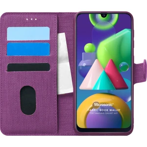 Samsung Galaxy M21 Kılıf Fabric Book Wallet Mor