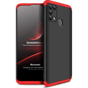 Samsung Galaxy M31 Kılıf Double Dip 360 Protective Siyah - Kırmızı