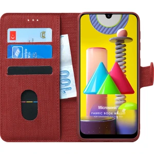 Samsung Galaxy M31 Kılıf Fabric Book Wallet Kırmızı