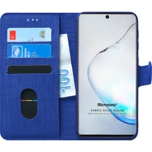 Samsung Galaxy Note 10 Plus Kılıf Fabric Book Wallet Lacivert