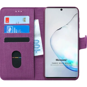 Samsung Galaxy Note 10 Plus Kılıf Fabric Book Wallet Mor