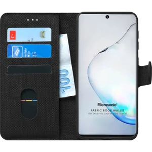 Samsung Galaxy Note 10 Plus Kılıf Fabric Book Wallet Siyah