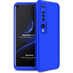 Xiaomi Mi 10 Kılıf Double Dip 360 Protective Mavi