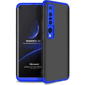 Xiaomi Mi 10 Kılıf Double Dip 360 Protective Siyah - Mavi