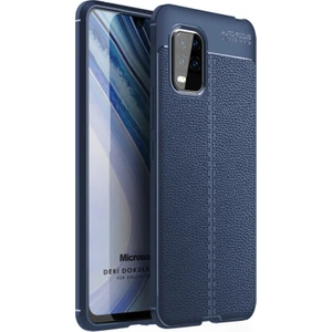 Xiaomi Mi 10 Lite Kılıf Deri Dokulu Silikon Lacivert