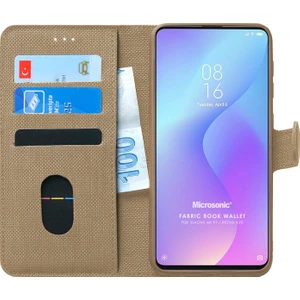 Xiaomi Mi 9T Kılıf Fabric Book Wallet Gold