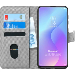 Xiaomi Mi 9T Kılıf Fabric Book Wallet Gri