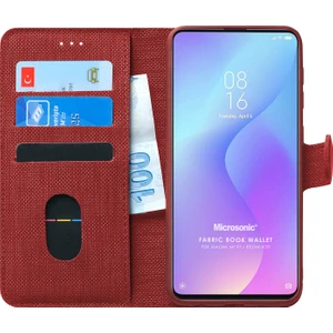 Xiaomi Mi 9T Kılıf Fabric Book Wallet Kırmızı